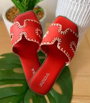 Finity Slip On Sandals in Orange