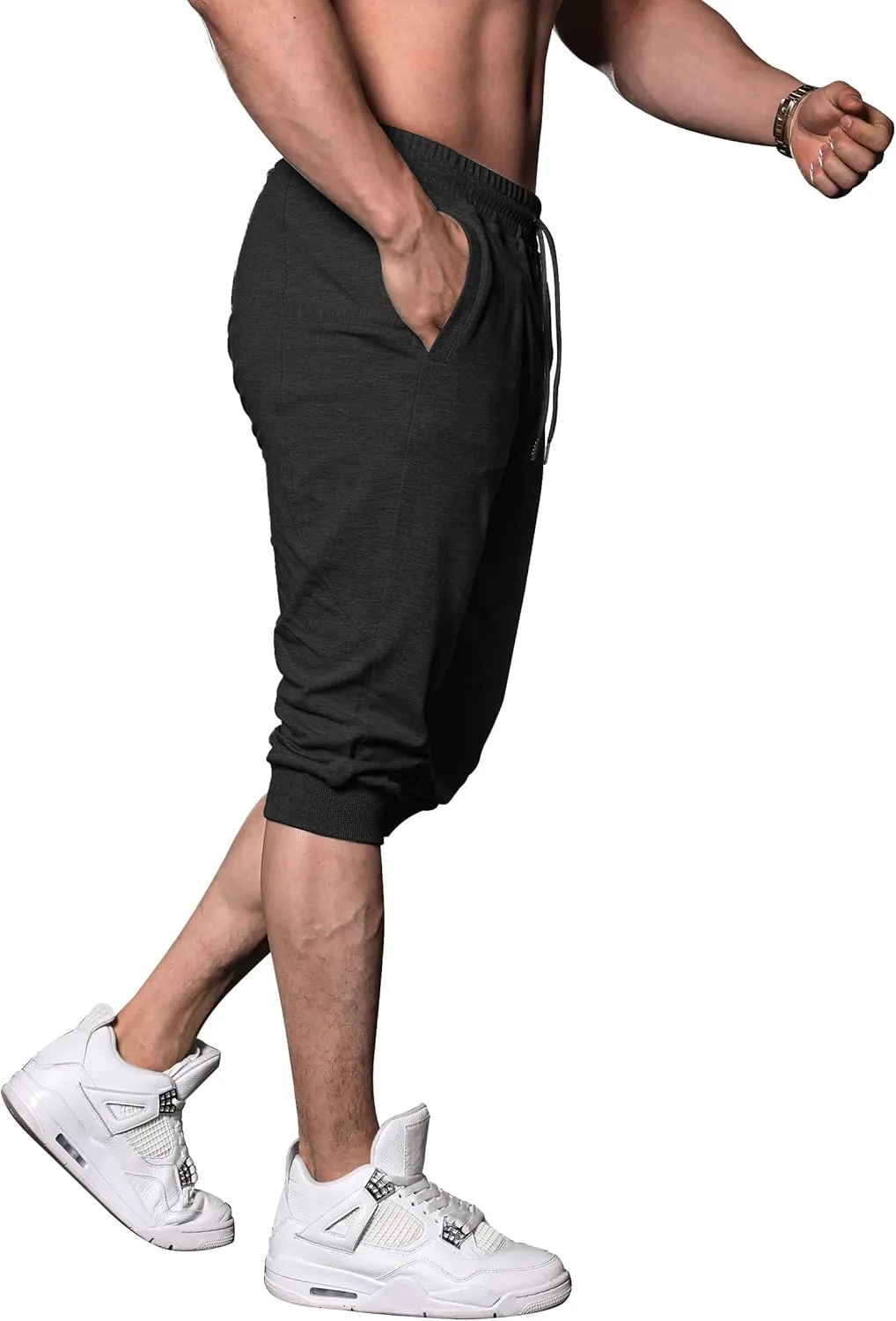 FIRSTGYM Mens Workout 3/4 Jogger Pants Tapered Fit Sweatpants Casual Joggers