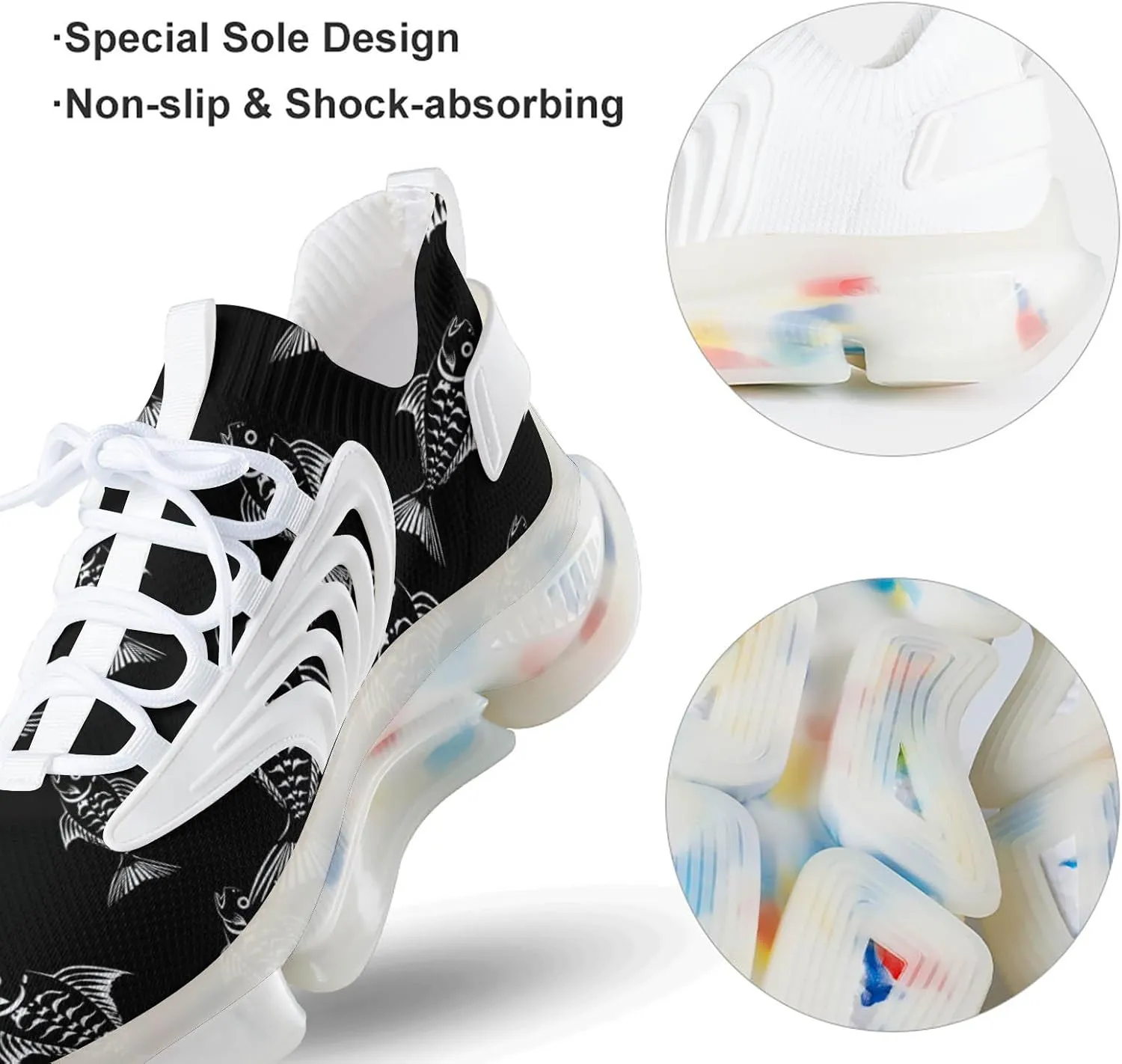 Fish Skeleton Bones Creature Mens Sneakers Running Shoes Lightweight Athletic Shoes for Jogging Walking Gym