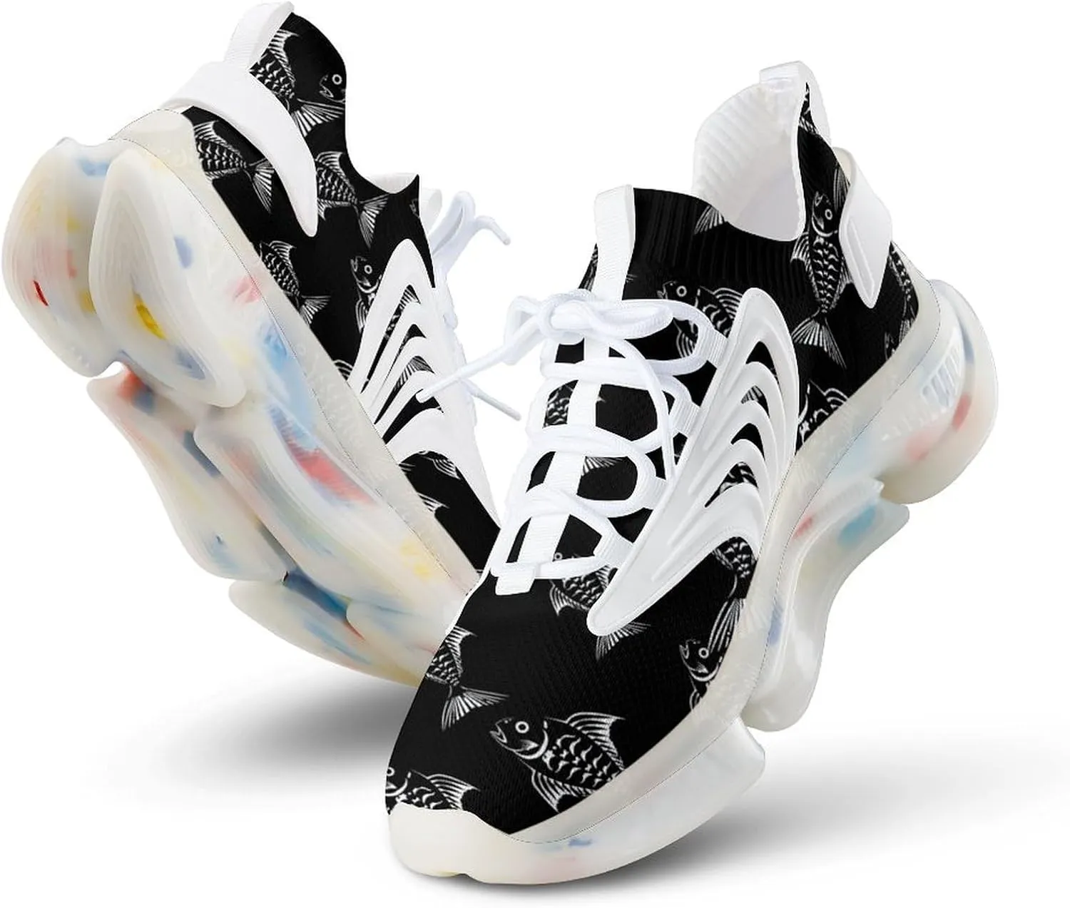 Fish Skeleton Bones Creature Mens Sneakers Running Shoes Lightweight Athletic Shoes for Jogging Walking Gym
