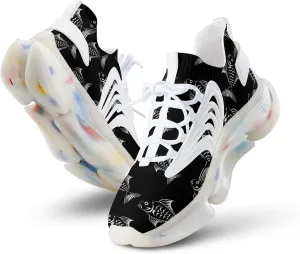 Fish Skeleton Bones Creature Mens Sneakers Running Shoes Lightweight Athletic Shoes for Jogging Walking Gym