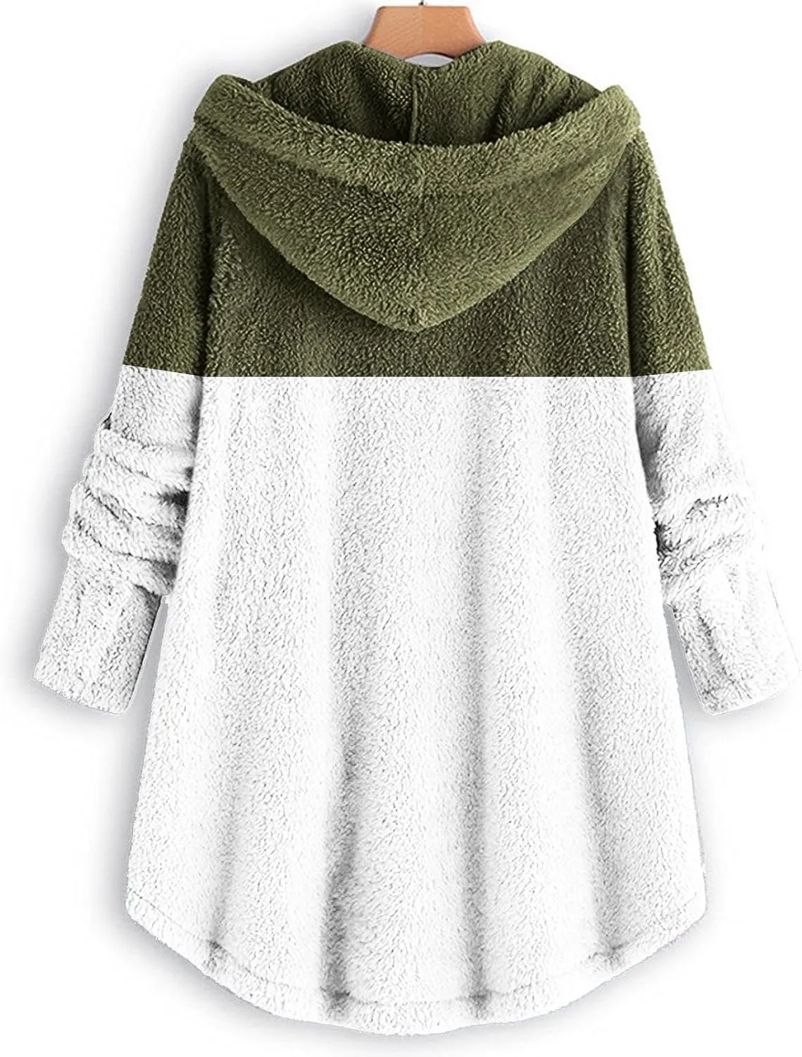Fleece Jacket Women Long Hooded Button Fleece Sleeve Plus Size Women Women's Coat Oversized Fluffy Outerwear Long