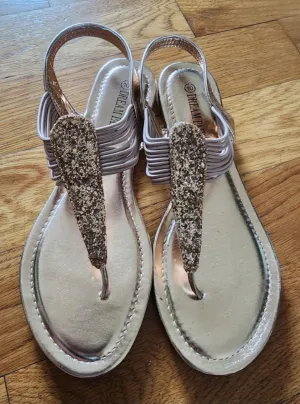 Glamerous Rose Gold Glitter Thong Sandals fits size 9.5