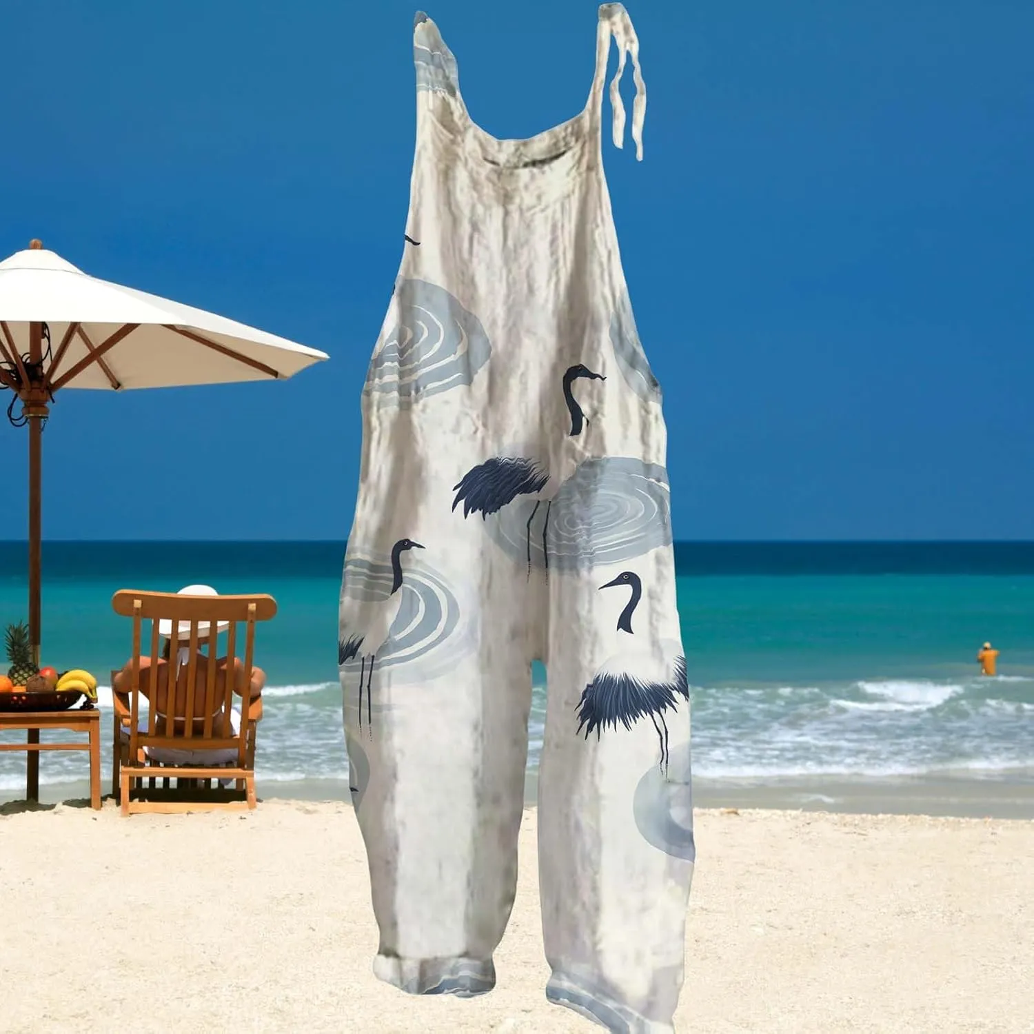 Japanese Style Bohemian Jumpsuits for Women Summer Cotton Linen Loose Halter Baggy Romper Bib Overall