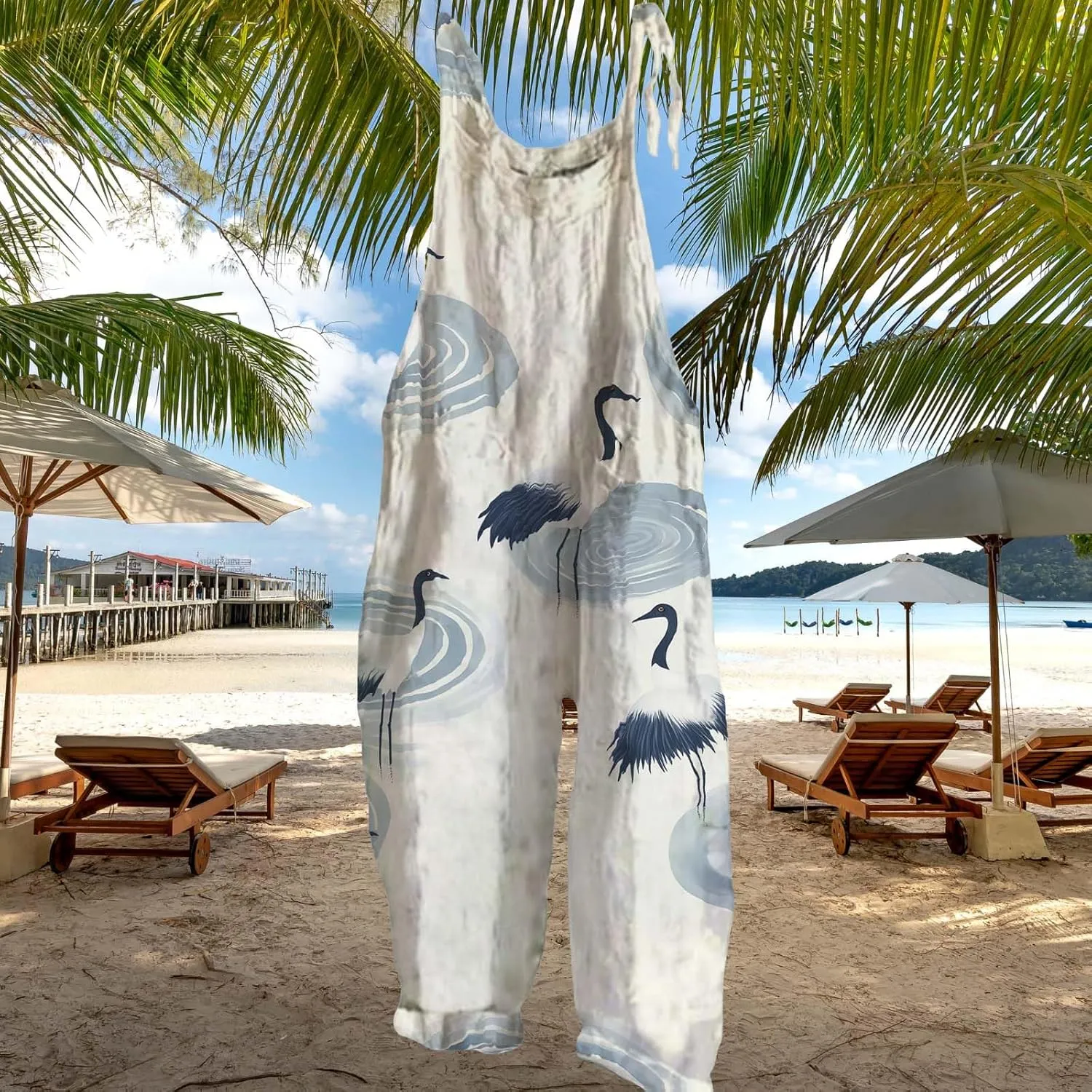 Japanese Style Bohemian Jumpsuits for Women Summer Cotton Linen Loose Halter Baggy Romper Bib Overall