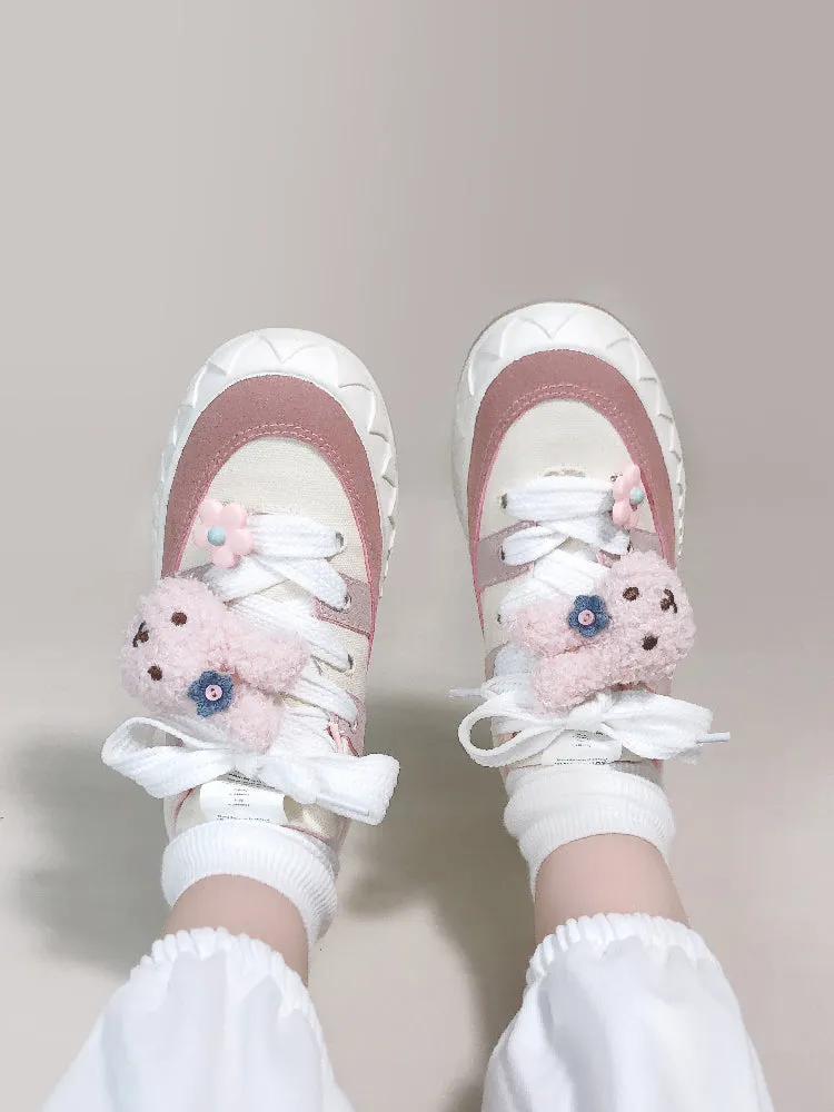 Kawaii Pink Retro Low Top Canvas Shoes
