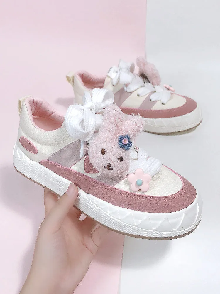 Kawaii Pink Retro Low Top Canvas Shoes