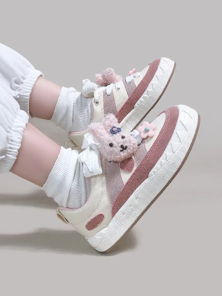 Kawaii Pink Retro Low Top Canvas Shoes