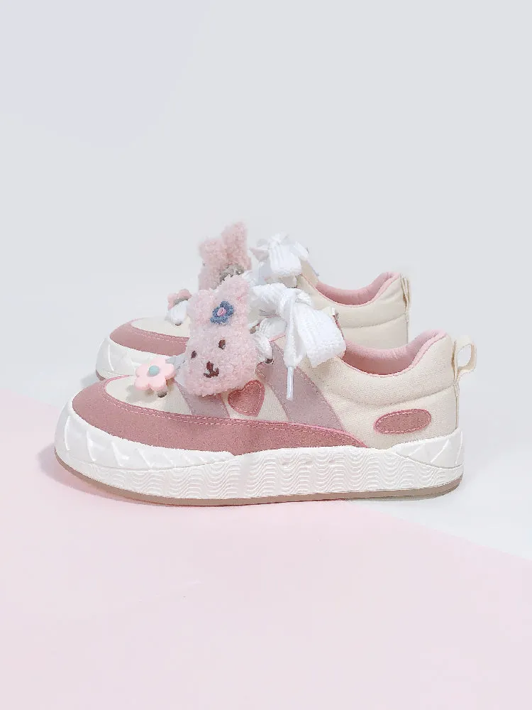 Kawaii Pink Retro Low Top Canvas Shoes