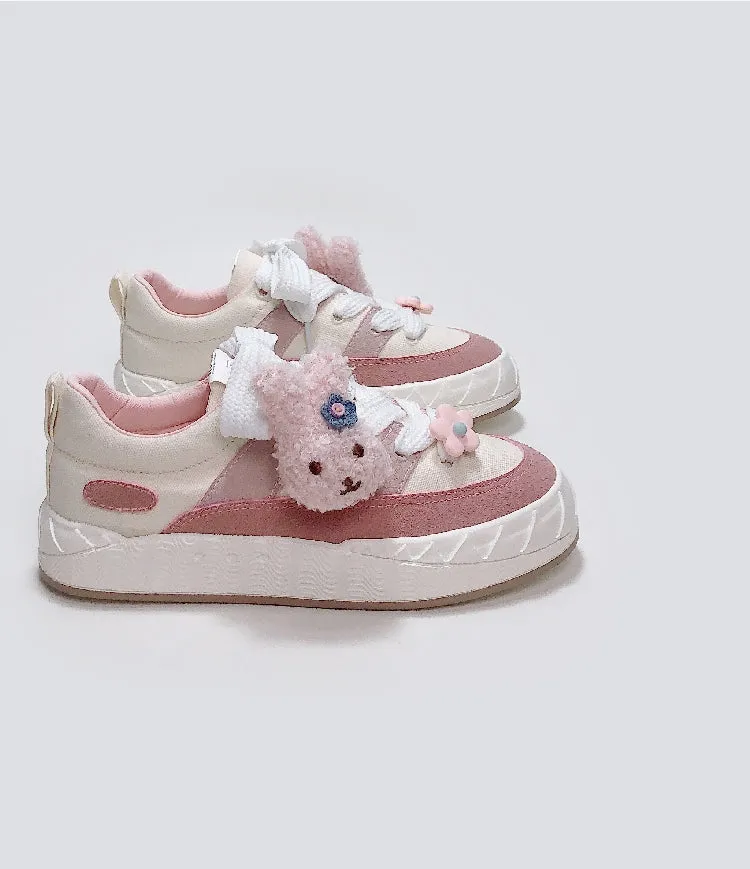 Kawaii Pink Retro Low Top Canvas Shoes