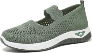 Kubbon Women Footwear Orthopedic Sneakers Woven Breathable Slip On Arch Support Walking Shoes Anti-Skid Sports Shoes Casual Running Diabetic Foam Sneakers