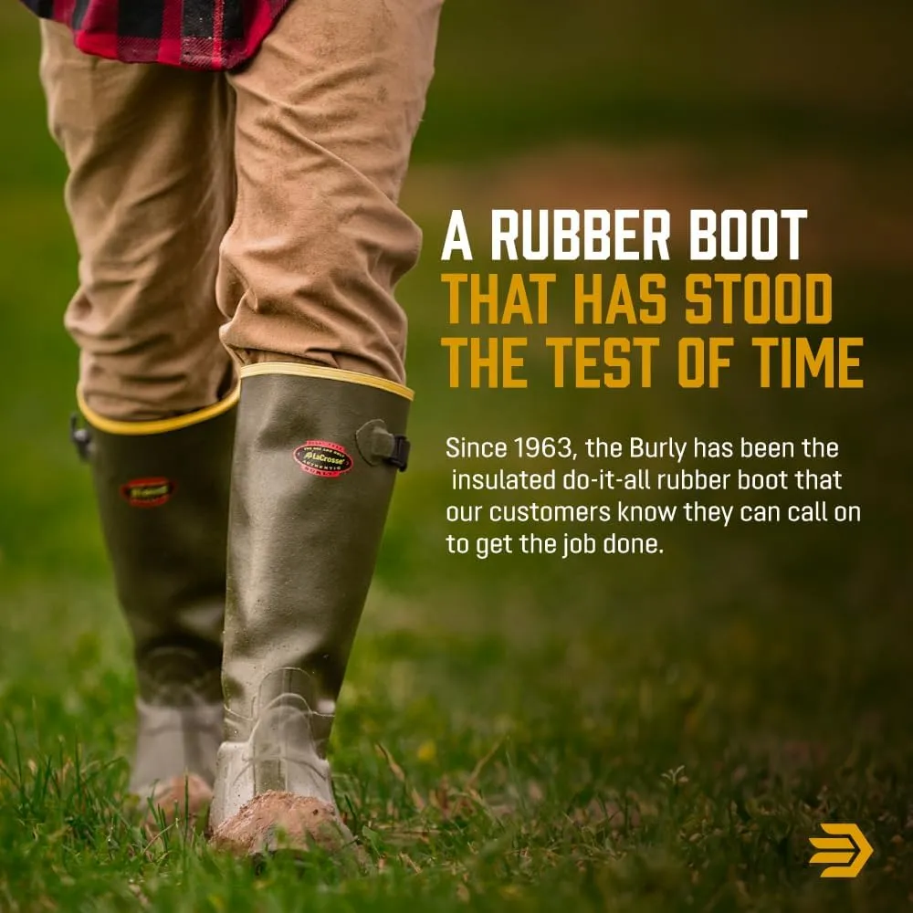 LaCrosse Burly 18 Waterproof Work Boots for Men - 100% Waterproof Rubber, with Insulating Wool Felt Midsole and High-Traction Air-Grip Outsole