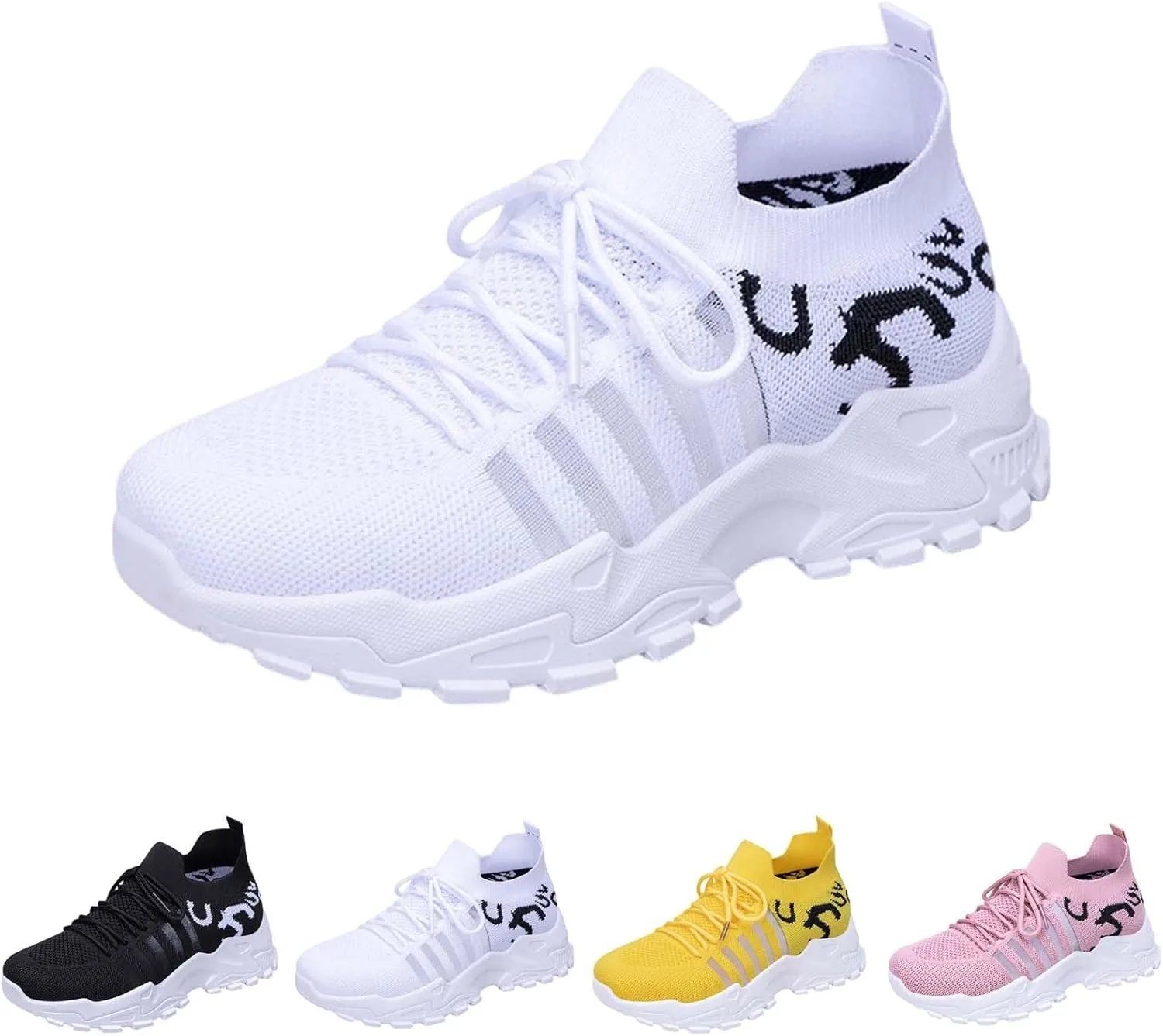 Ladies Mesh Orthopedic Sneakers Breathable Lace-up Walking Running Shoes Comfortable Tennis Shoes Non Slip Lightweight Cute Womens Thick Sole Sneaker