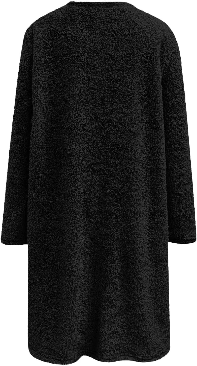 LCMTWX Fleece Jacket Women Sweater Winter Coat Fleece Thickening Plus Size Coat Jacket Casual Plus Oversized Fluffy Faux