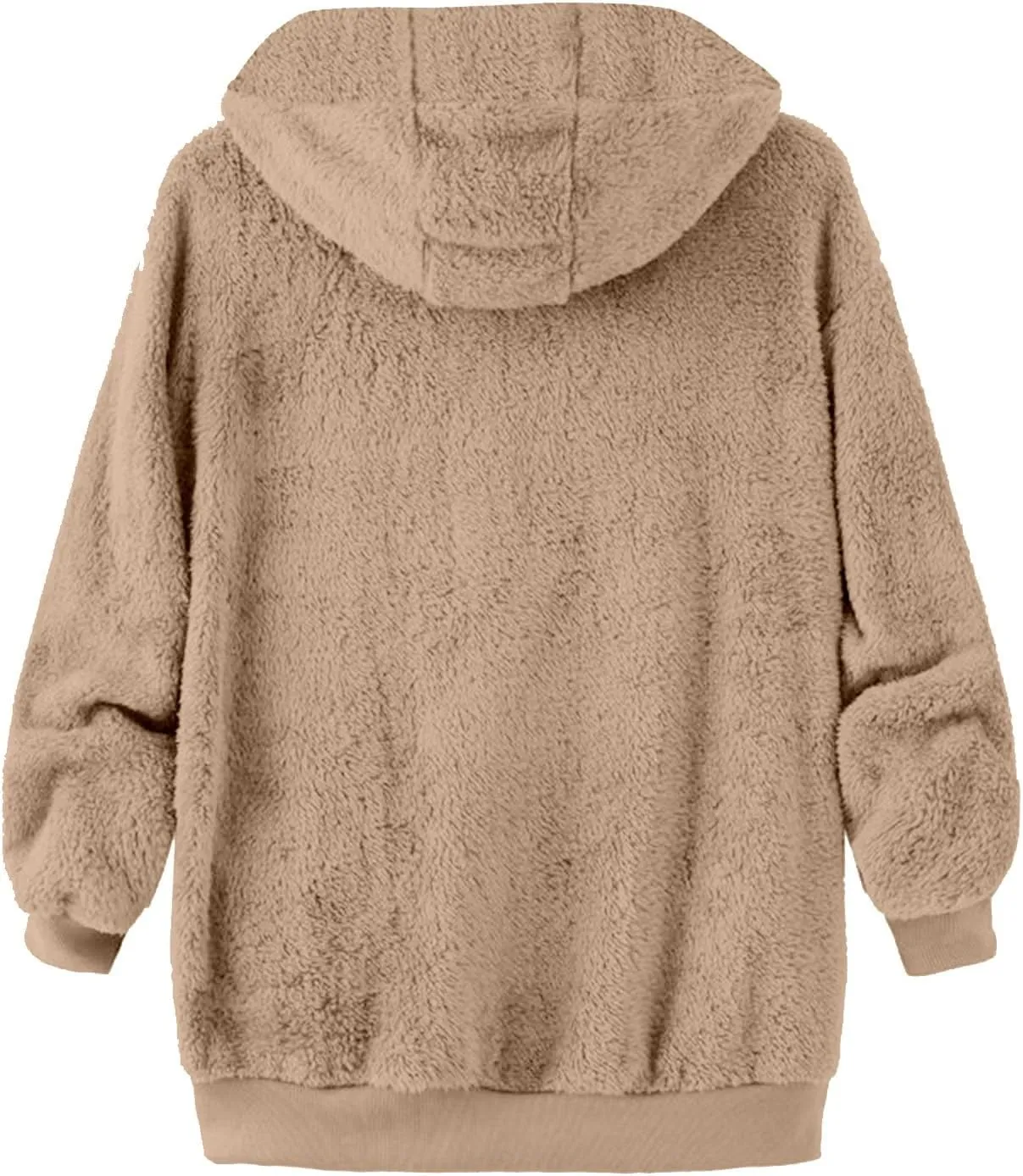 LCMTWX Womens 2023 Winter Fuzzy Fleece Jacket Hooded Pullover Warm Wool Plush Coat Zipper Solid Oversized Fuzzy Fleece