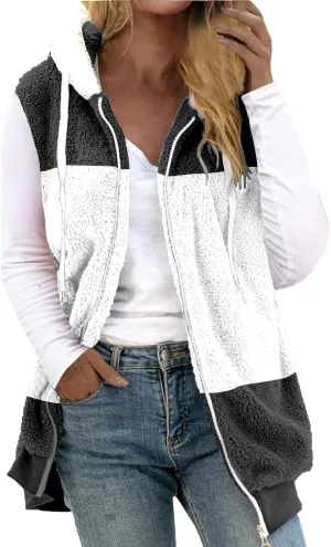 LCMTWX Womens 2023 Winter Fuzzy Fleece Jacket Pocket Zipper Coat Solid Oversized Fuzzy Fleece Fluffy Faux Fur