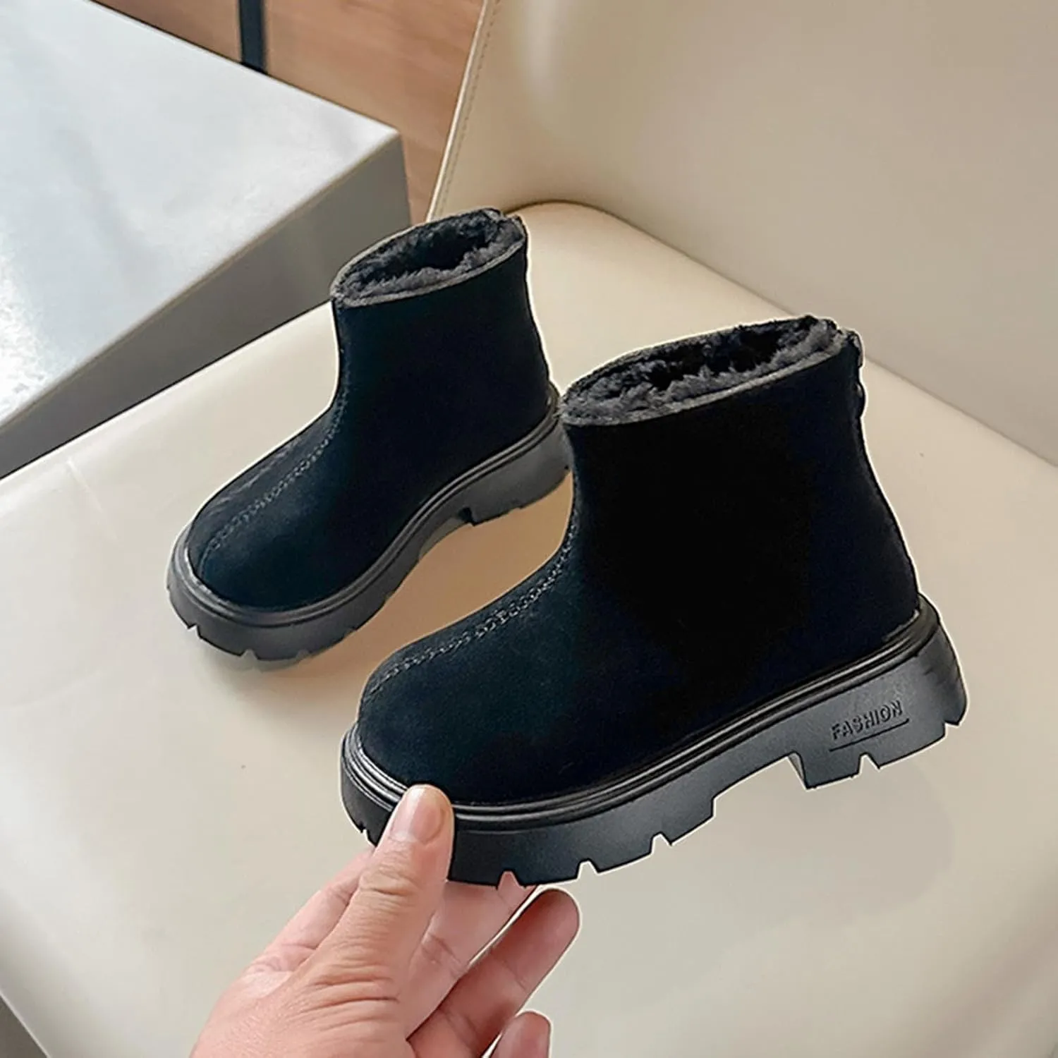 Low Heel Mini Snow Boots for Toddler Kids, Cozy Fleece Plush Fr Lined Zip Up Winter Classic Ankle Teal Boots for Girls