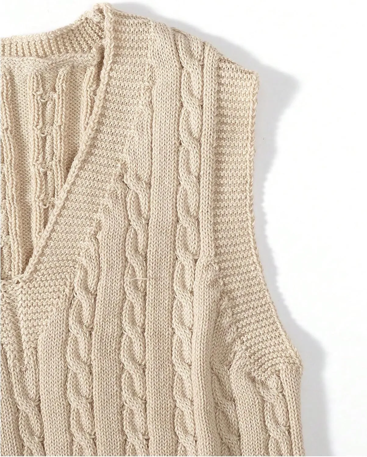 MakeMeChic Girl's Cable Knit Vest V Neck Sleeveless Crop Cute Sweater Vests