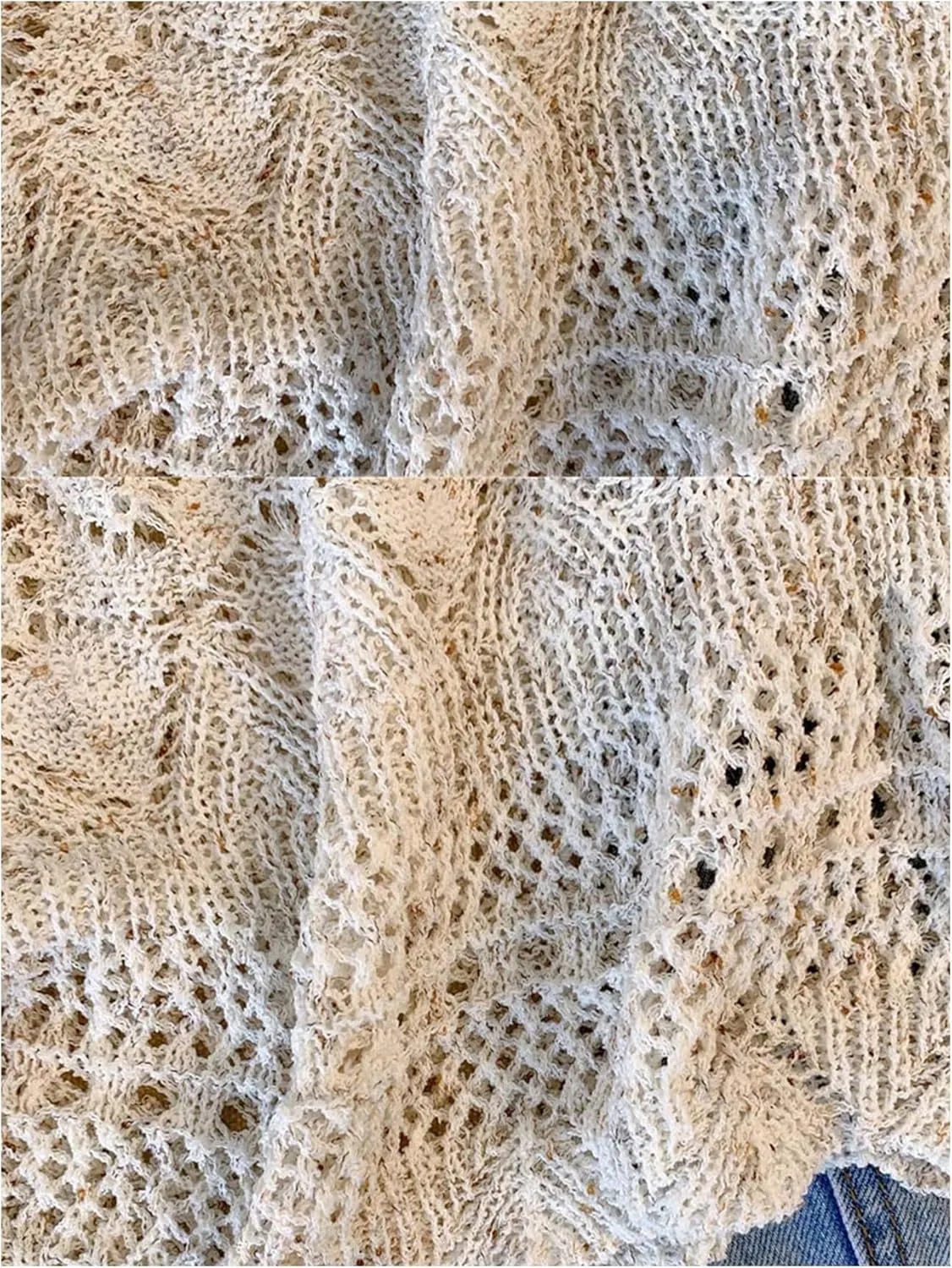MakeMeChic Women's Crochet Crew Neck Sweater Vest Sleeveless Knit Pullover Top