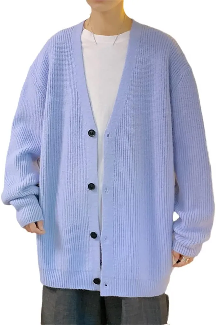 Men Cardigan Autumn Outwear Sweaters V-Neck Retro Japanese Trendy All-Match Casual Oversized Loose Sweater
