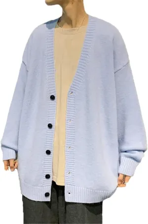 Men Cardigan Autumn Outwear Sweaters V-Neck Retro Japanese Trendy All-Match Casual Oversized Loose Sweater
