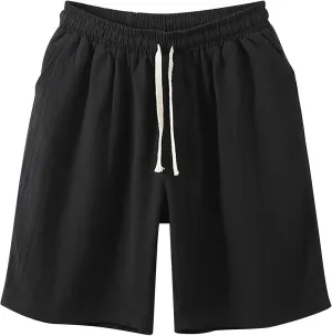 Mens Cotton Shorts Drawstring Waist Short Pant Regular Fit Pants Jogging Lounge SweatShorts with Pockets Tactical Pants