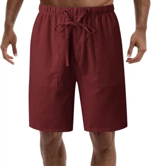 Mens Pajama Shorts with Pockets Soft Comfy Woven Cotton Sleep Bottoms Casual Fashion Plaid Relaxed Fit Lounge Homewear Red