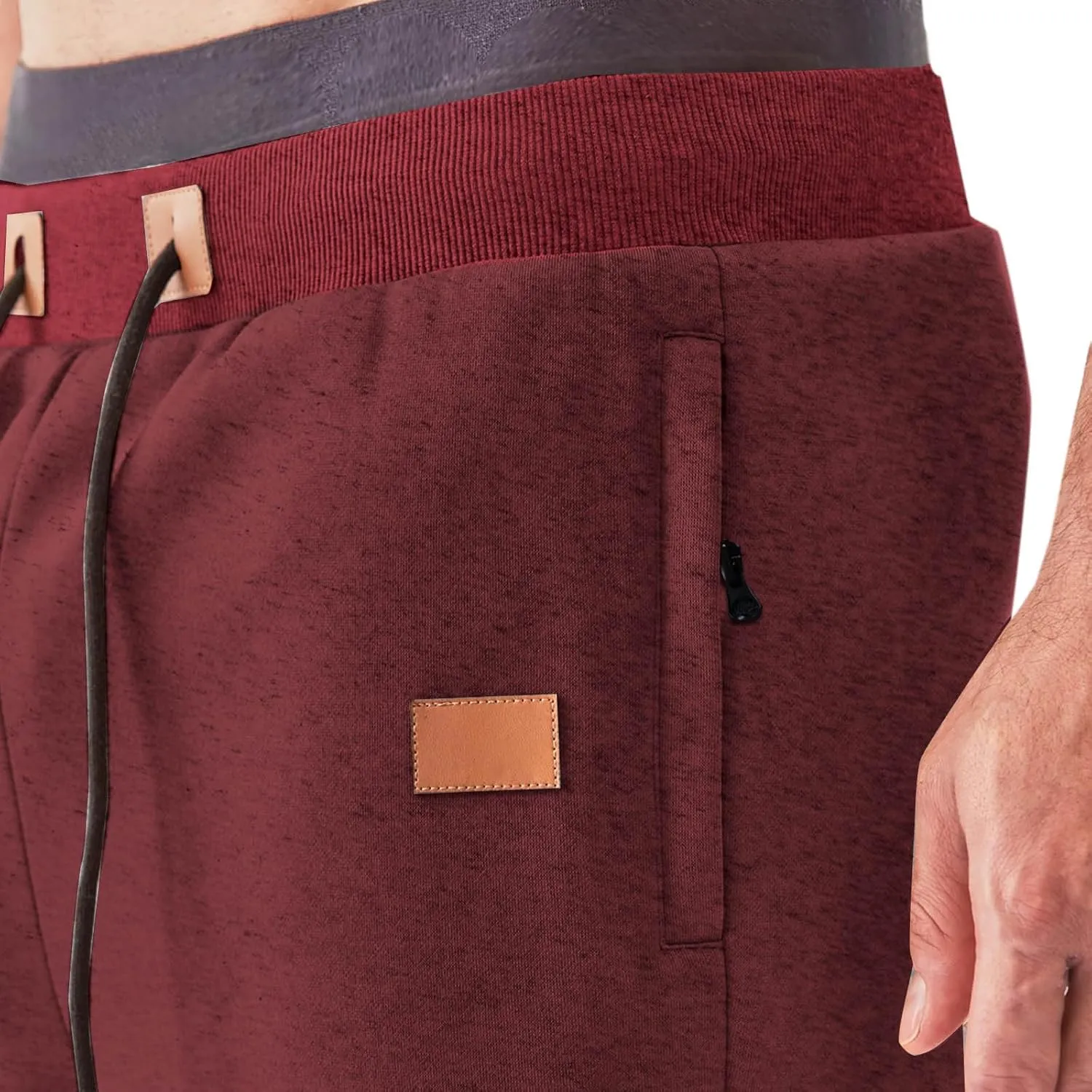 Mens Simple Pants Casual Trendy Elastic Waist Workout Trousers Tapered Heavyweight Work Drawstring Pants with Pockets