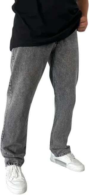 Mens Straight Fit Jeans Distressed Stretch Relaxed-Fit Bootcut Jeans Big and Tall Washed Cotton Hiphop Y2K Denim Pants