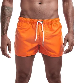 Mens Swimming Trunks No Mesh Liner Quick Dry Running Workout Shorts Pockets Casual Summer Solid Beach Shorts Swimwear