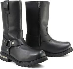 Milwaukee Leather Mens Black Waterproof Boots 11-inch Wide Width Square Toe with Harness and Zipper MBM9061WP - 13W