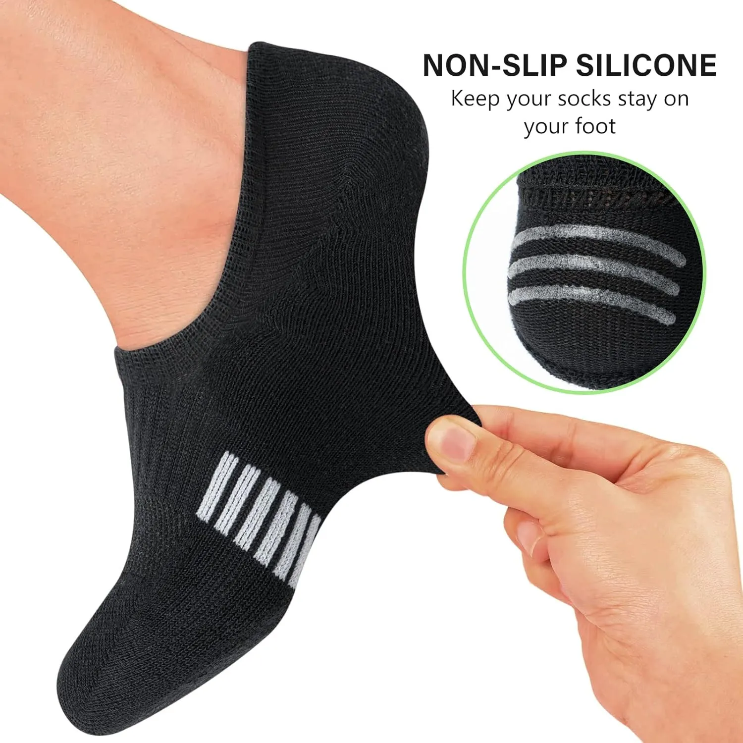 No Show Socks Womens Athletic Cushion Ankle Footies Low Cut 5-6 Pairs