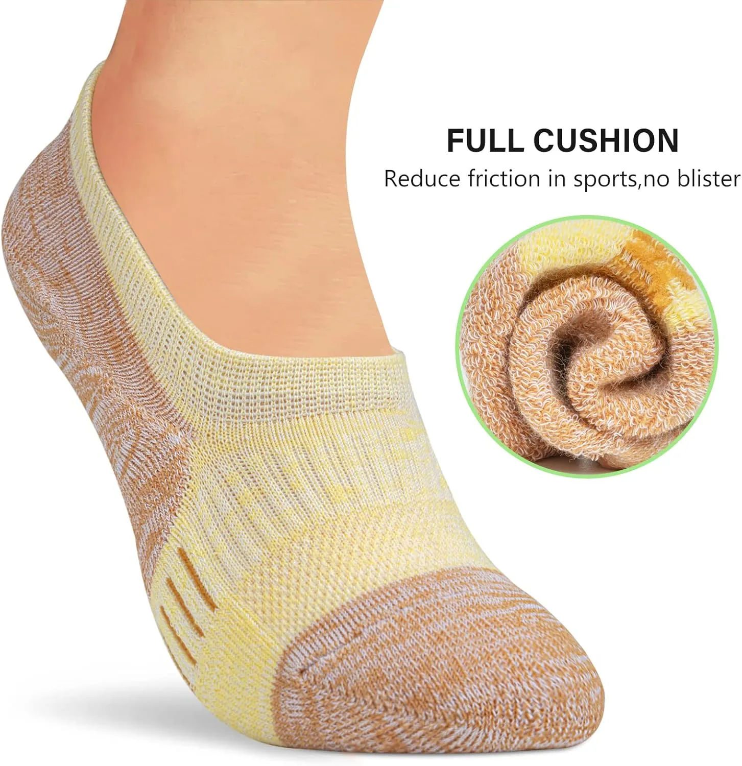 No Show Socks Womens Athletic Cushion Ankle Footies Low Cut 5-6 Pairs