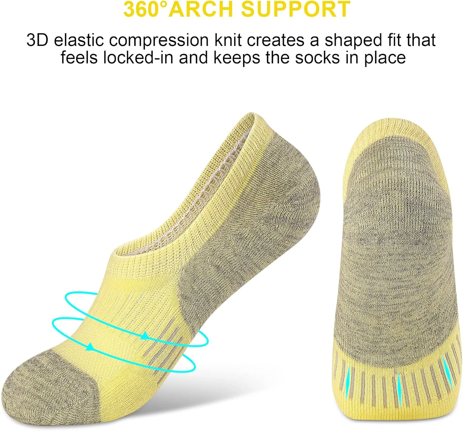 No Show Socks Womens Athletic Cushion Ankle Footies Low Cut 5-6 Pairs