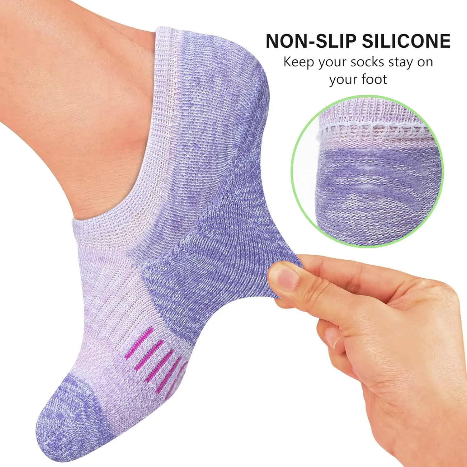 No Show Socks Womens Athletic Cushion Ankle Footies Low Cut 5-6 Pairs