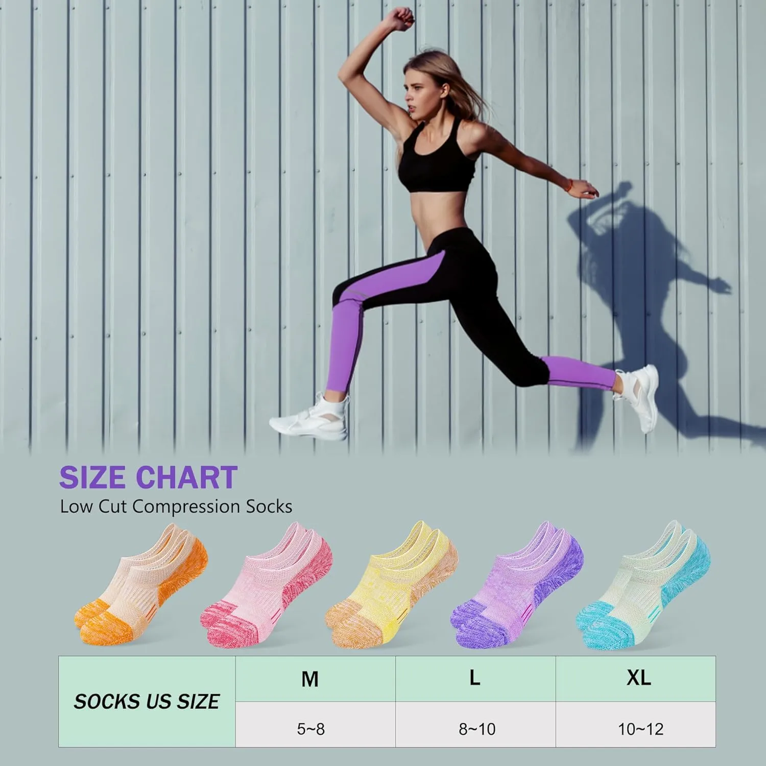 No Show Socks Womens Athletic Cushion Ankle Footies Low Cut 5-6 Pairs