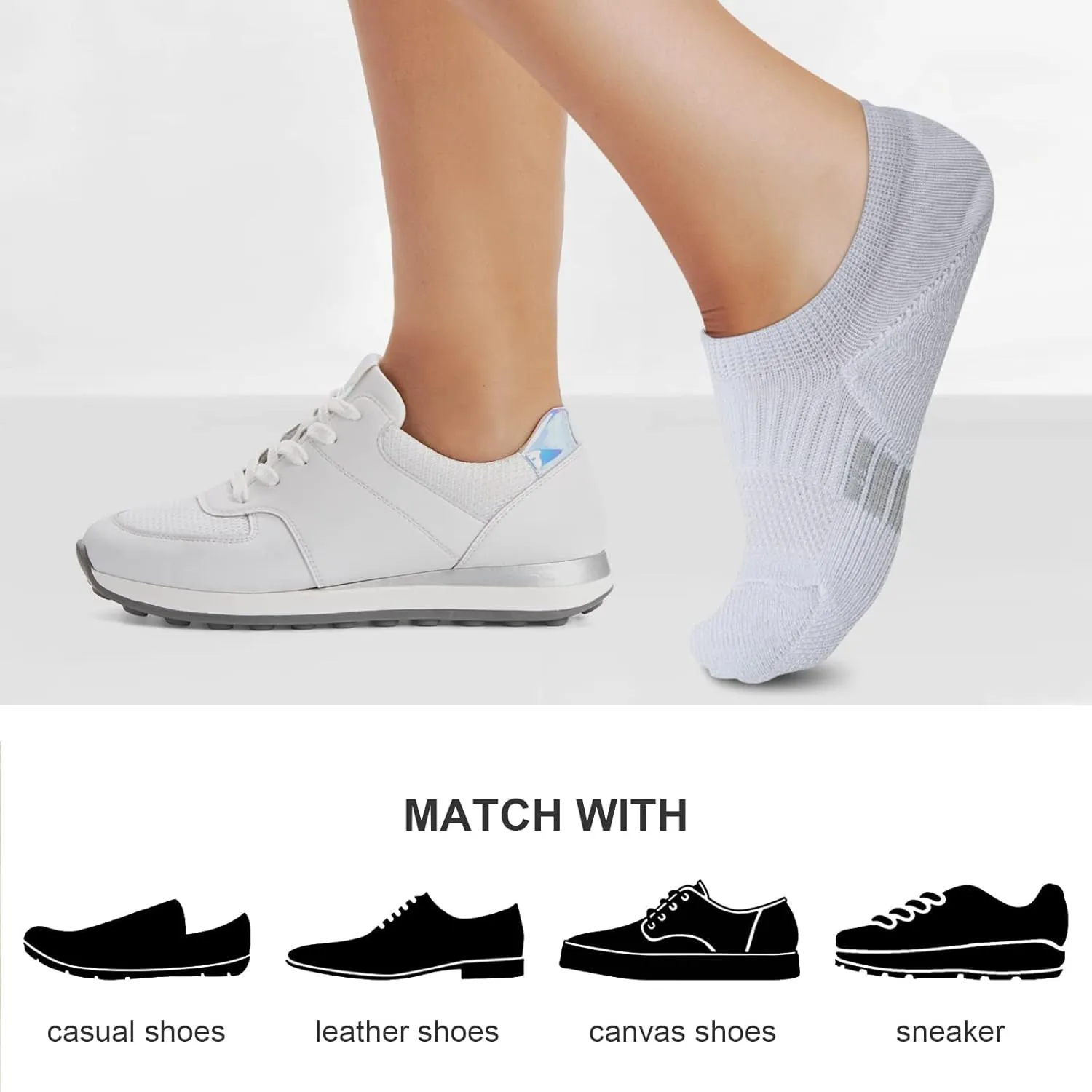 No Show Socks Womens Athletic Cushion Ankle Footies Low Cut 5-6 Pairs