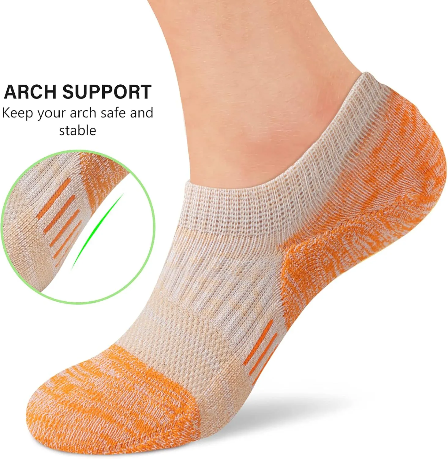 No Show Socks Womens Athletic Cushion Ankle Footies Low Cut 5-6 Pairs