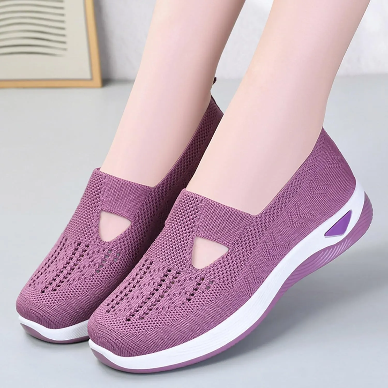 Orthopedic Walking Shoes for Swollen Feet Women Slip On Sneakers with Arch Support Comfortable Casual Loafers Plantar Fasciitis Foot Pain Relief