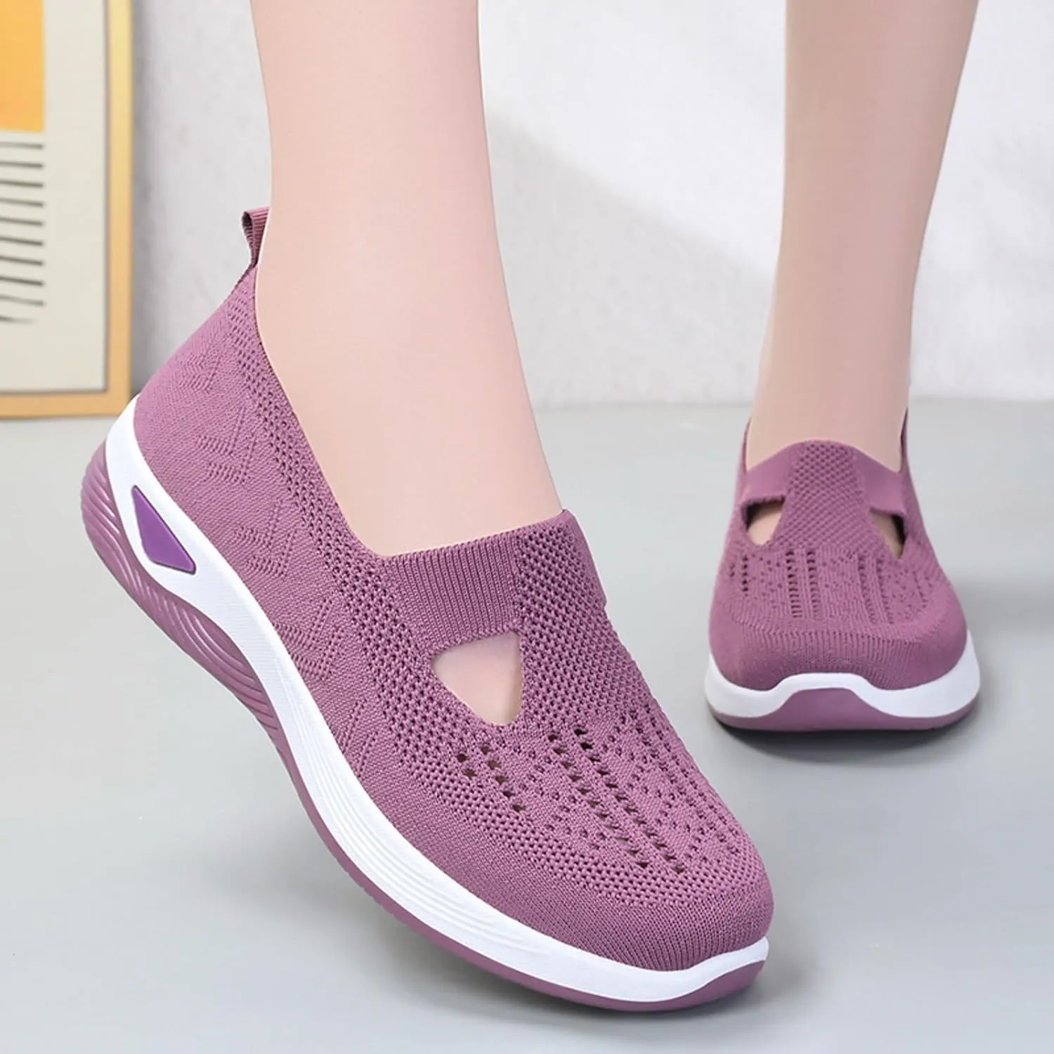 Orthopedic Walking Shoes for Swollen Feet Women Slip On Sneakers with Arch Support Comfortable Casual Loafers Plantar Fasciitis Foot Pain Relief