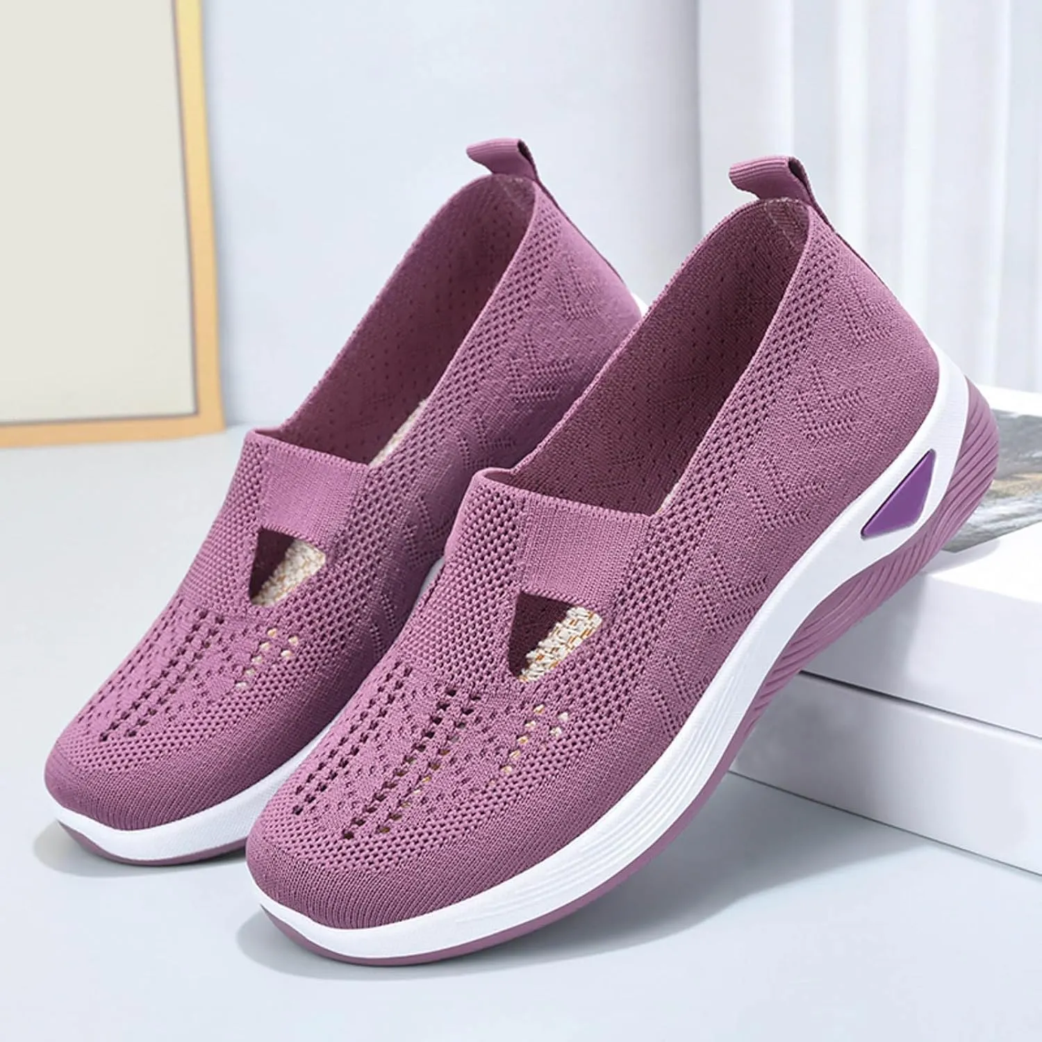 Orthopedic Walking Shoes for Swollen Feet Women Slip On Sneakers with Arch Support Comfortable Casual Loafers Plantar Fasciitis Foot Pain Relief