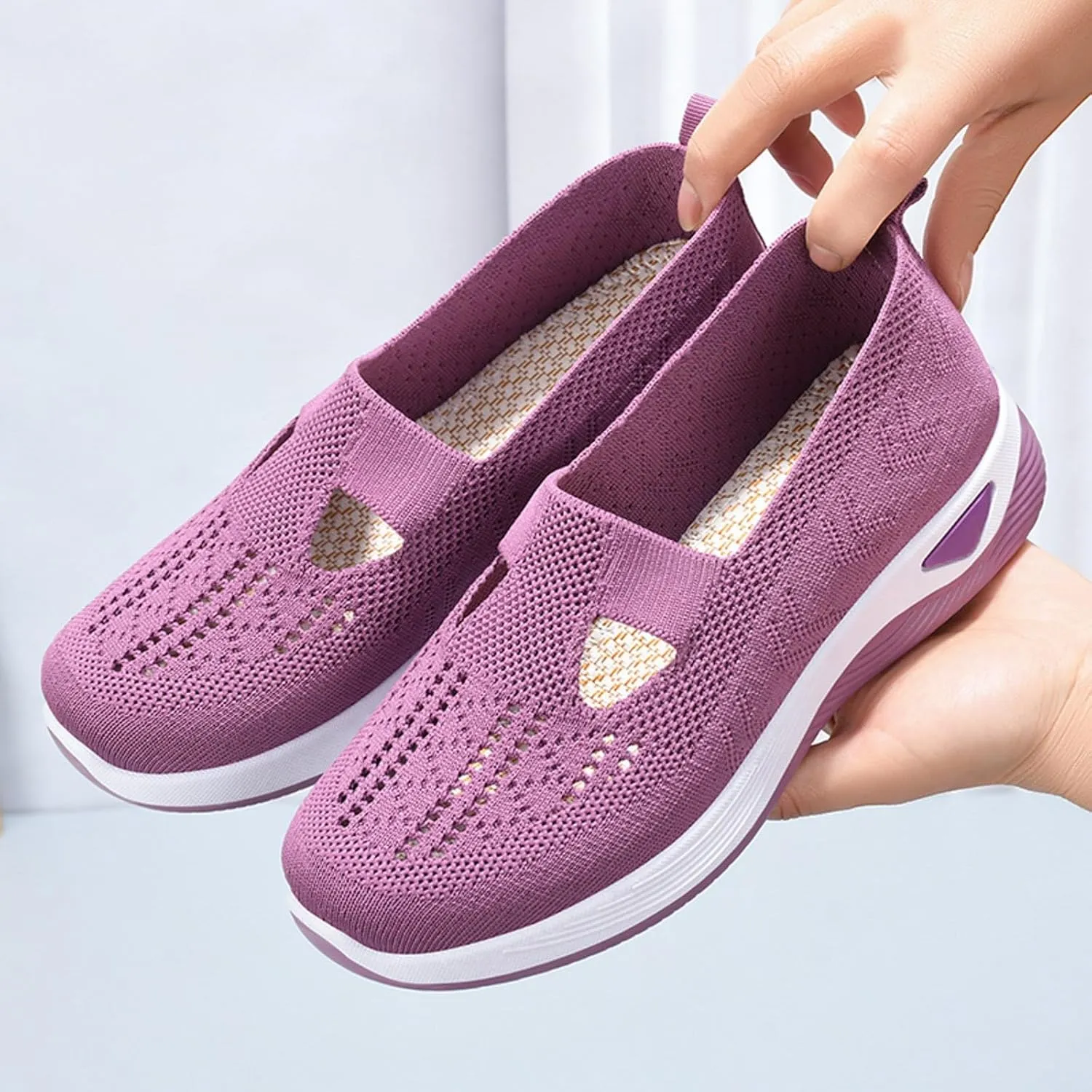 Orthopedic Walking Shoes for Swollen Feet Women Slip On Sneakers with Arch Support Comfortable Casual Loafers Plantar Fasciitis Foot Pain Relief