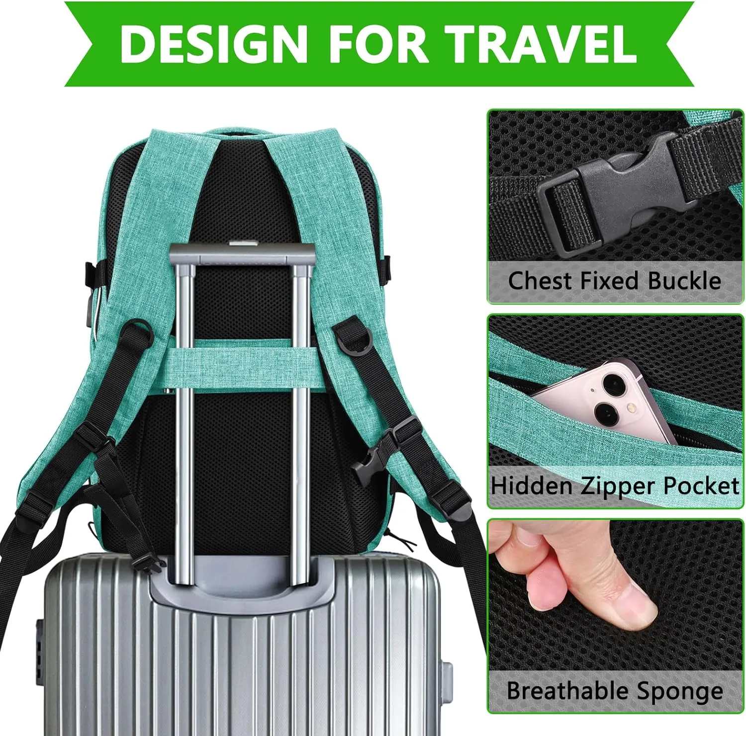 Personal Item Travel Carry On Luggage Backpack for Women Men Flight Approved Casual Weekender Laptop Bag for College Business Outdoors Hiking Water Resistant Lightweight Daypack with USB Charging Port