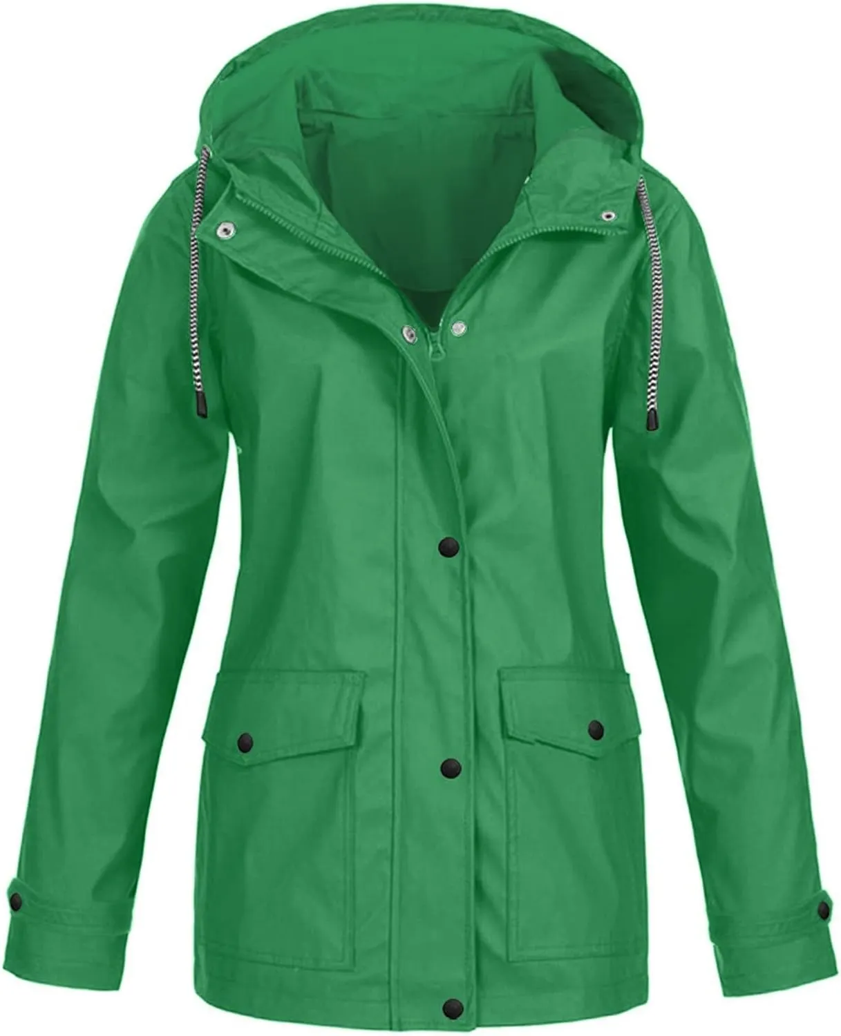 Rain Jacket Women 2024 Fall Lightweight Waterproof Raincoat Windbreaker Outdoor Hooded Trench Coat