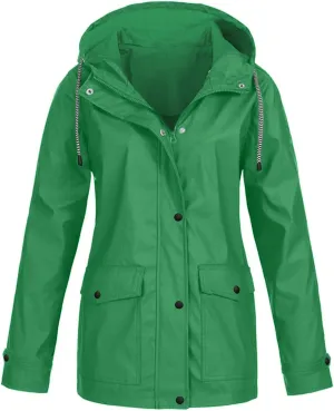 Rain Jacket Women 2024 Fall Lightweight Waterproof Raincoat Windbreaker Outdoor Hooded Trench Coat