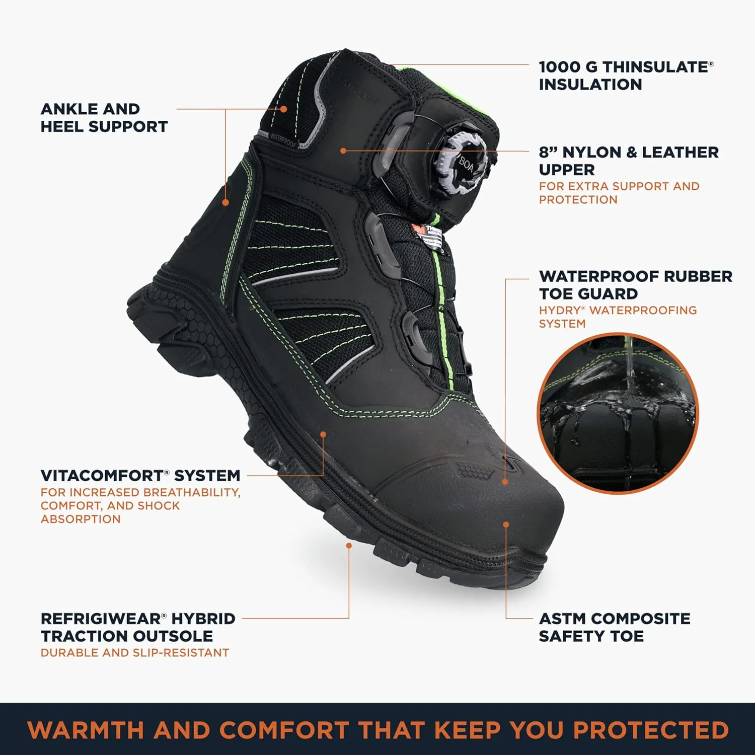 RefrigiWear Mens Extreme Hiker Boots  Waterproof Winter Work Boots for Men