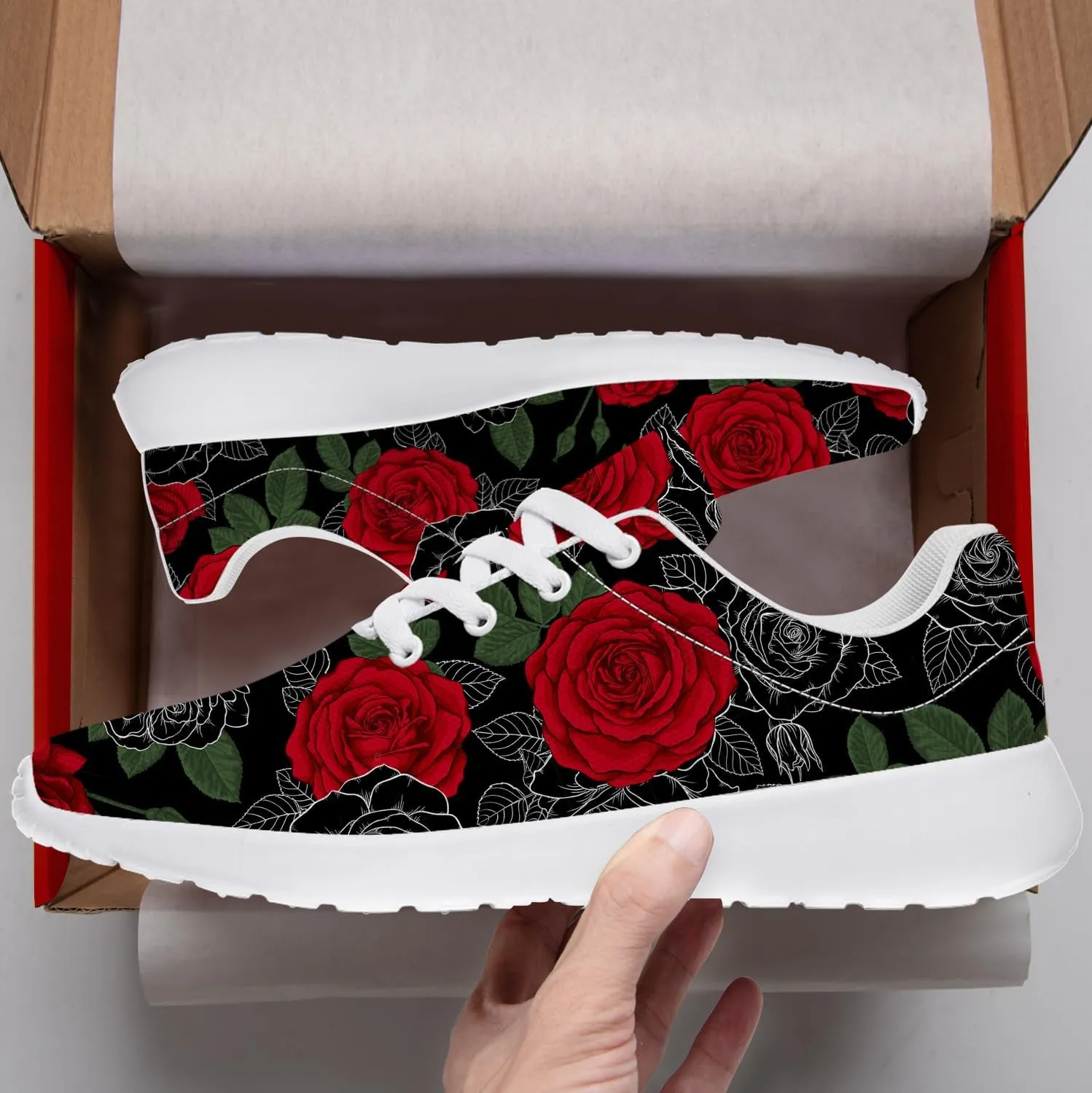Rose Shoes for Women Walking Shoes Flower Sneakers Gifts for Women Men Mom