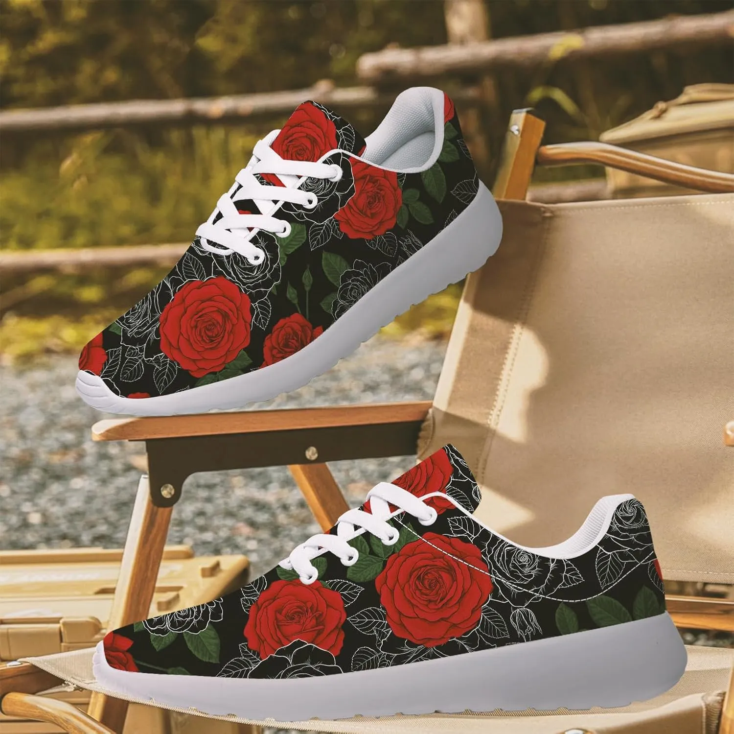 Rose Shoes for Women Walking Shoes Flower Sneakers Gifts for Women Men Mom
