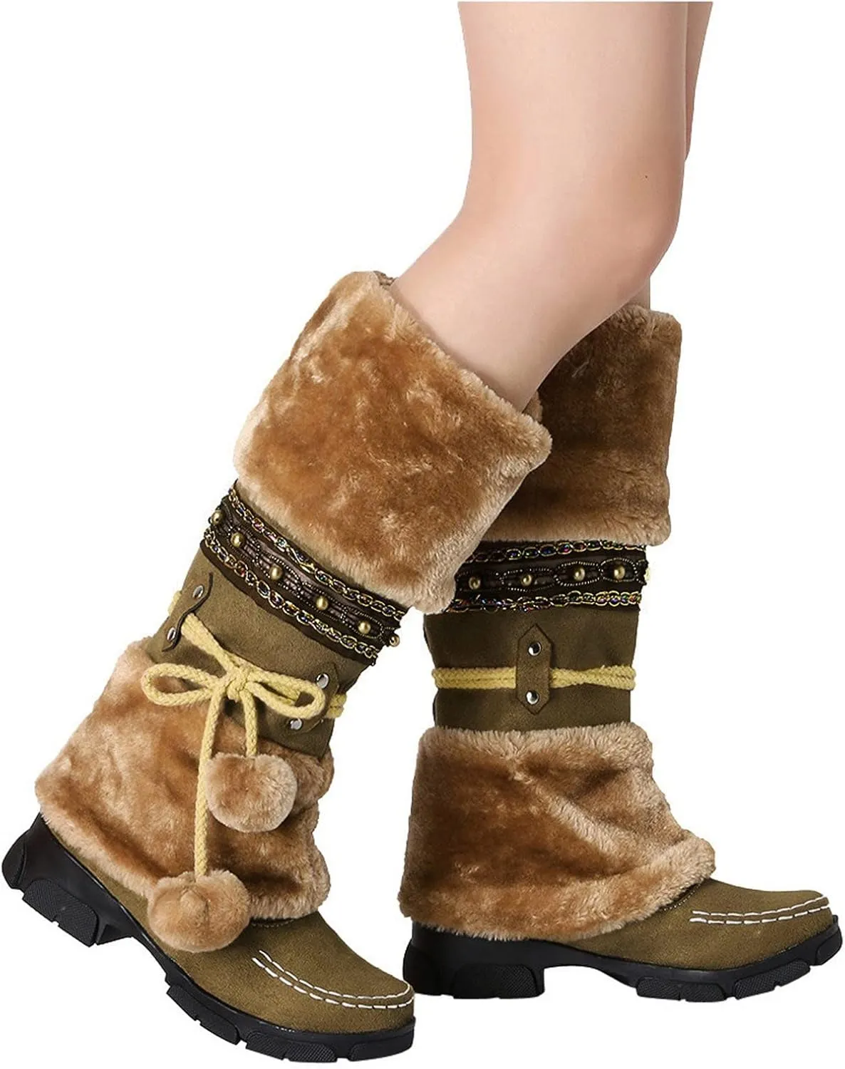 Snow Boots for Women Cute Waterproof Winter Walking Boots for Women Winter Brown Boots for Women