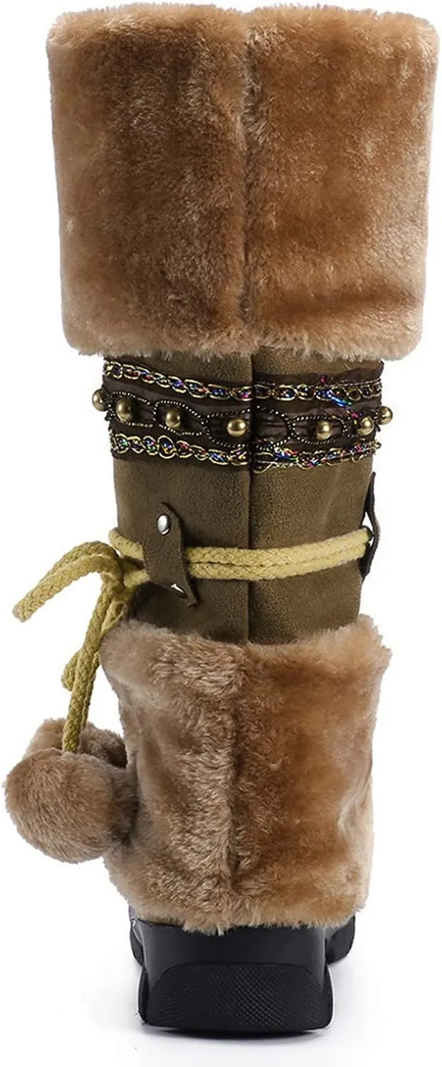 Snow Boots for Women Cute Waterproof Winter Walking Boots for Women Winter Brown Boots for Women